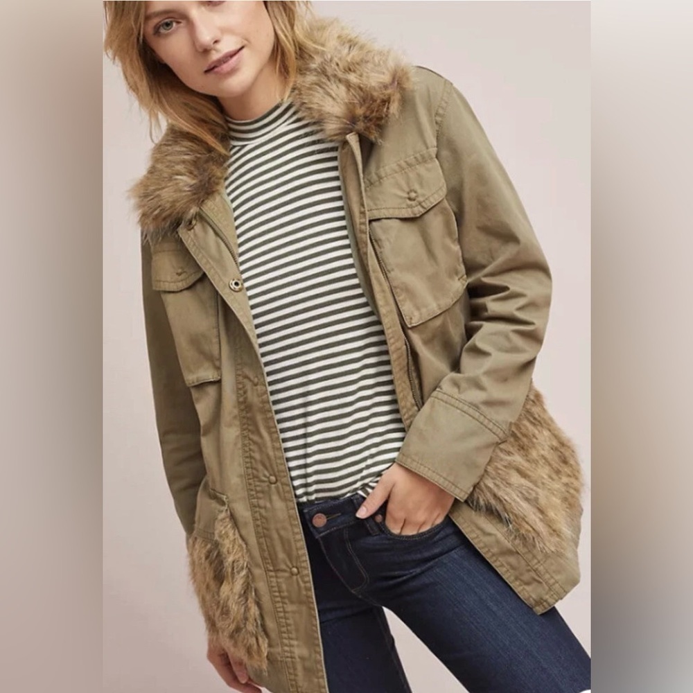 Anthropology Fur-Trimmed Field Parka Jacket - Picture 3 of 12